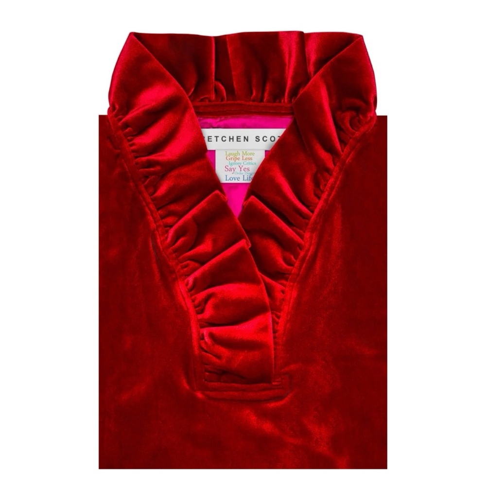 NWT Gretchen Scott Designs RuffNeck Silky Velvet Dress in Red Size Small - Picture 6 of 13